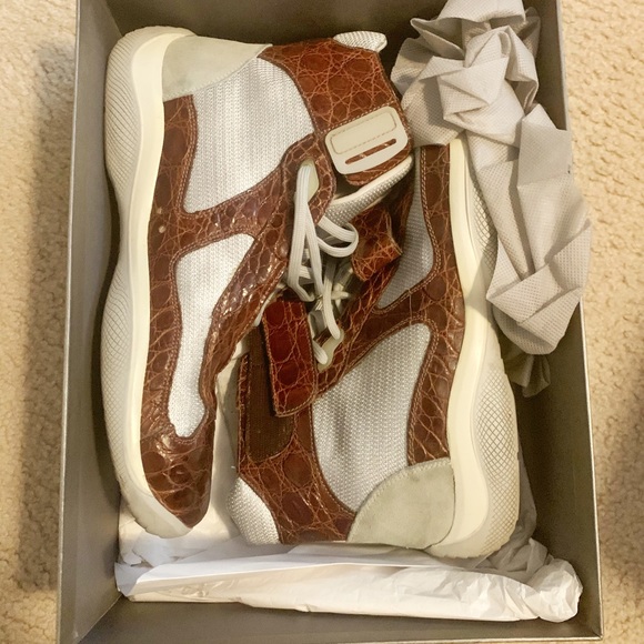 Prada Sport Brown Crocodile Skin/Silver Nylon Mesh - Picture 3 of 6